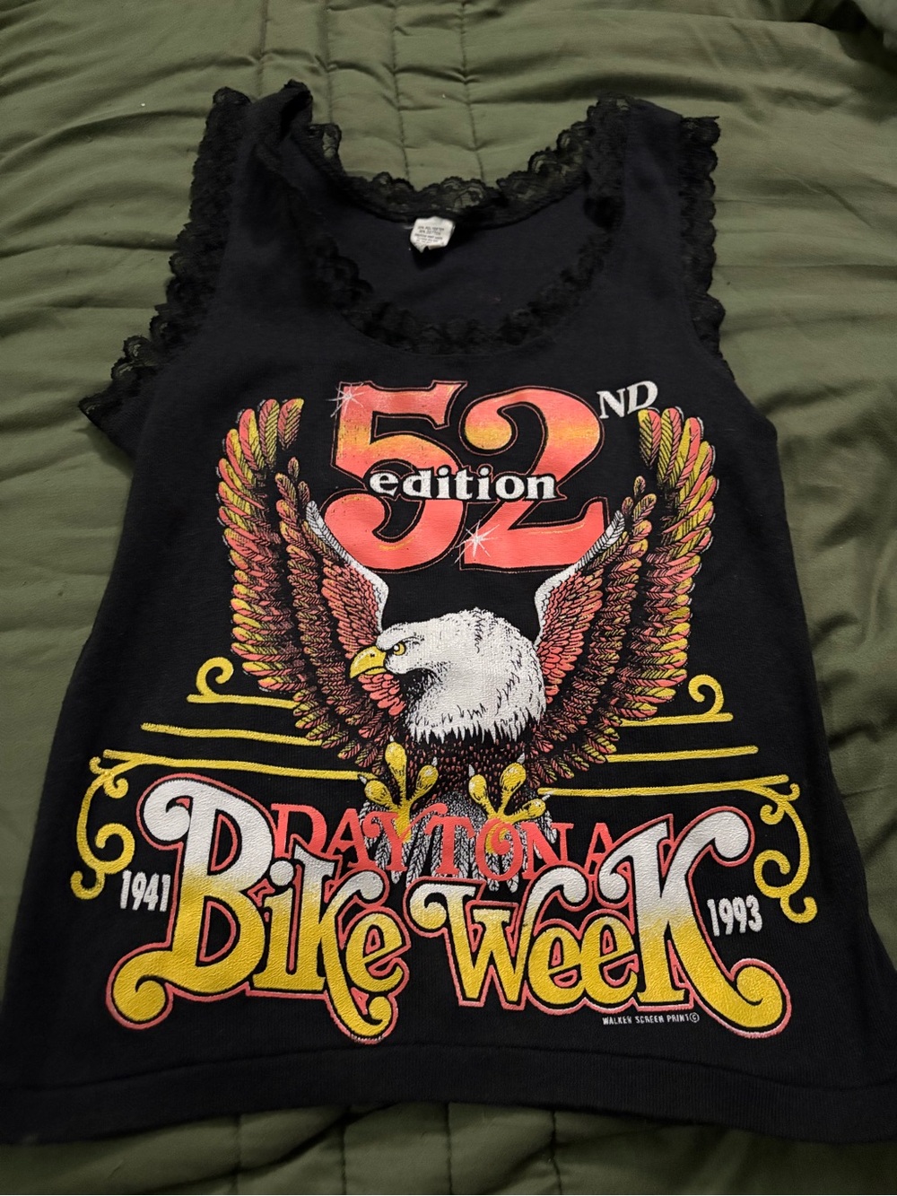 Vintage Black '52nd Edition Daytona Bike Week' Womens  Graphic Tank Top